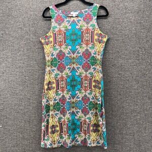Charter Club Dress M Stretchy Knit Sleeveless Colorful Paisley Print Casual‎